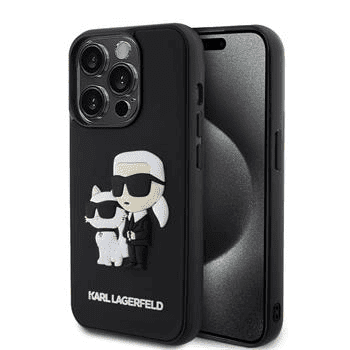 Karl Lagerfeld Originalen ovitek iPhone 15 Pro Max - Full Bodies 3D - črna trda zaščita- KLHCP15X3DRKCNK