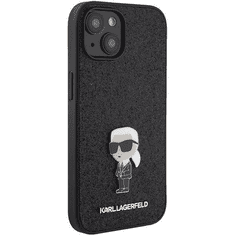 Karl Lagerfeld Originalen ovitek iPhone 15 - Glitter IML NFT Iconic - črn ovitek z bleščicami - KLHCP15SGKNPSK