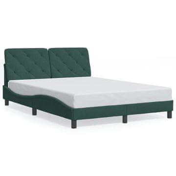 Vidaxl Posteljni okvir brez vzmetnice temno zelen 140x200 cm žamet