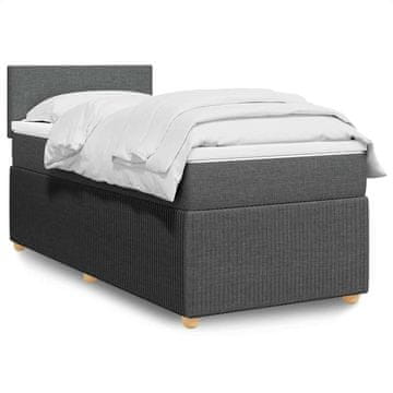 Vidaxl Box spring postelja z vzmetnico temno siva 80x200 cm blago