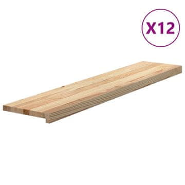 Vidaxl Podloge za stopnice 12 kosov 120x30x2 cm trdna hrastovina