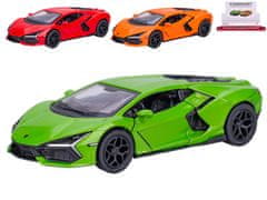 Kinsmart Lamborghini Revuelto kovinski 12,5 cm 1:38 vzvratna vožnja - mešanica barv (zelena, rdeča, oranžna)