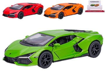 Kinsmart Lamborghini Revuelto kovinski 12,5 cm 1:38 vzvratna vožnja - mešanica barv (zelena, rdeča, oranžna)