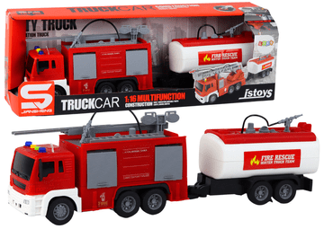slomart LEAN TOYS Gasilski Tovornjak z Prikolico 1:16, Luči in Zvoki