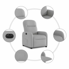 Vidaxl Električni naslanjač sivo blago