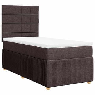 Vidaxl Box spring postelja z vzmetnico temno rjava 90x200 cm blago