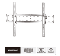 Robaxo RTM-3680T stenski nosilec za televizor, 94 cm do 203 cm , 37- 80, črn