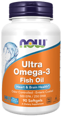 NOW Foods Ultra Omega-3 ribje olje 500 EPK/250 DHK (90 mehkih kapsul)