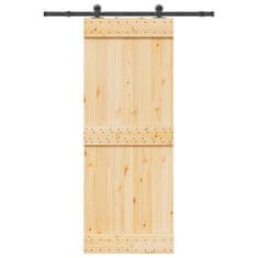 shumee vidaXL Drsna vrata s kompletom vodil 80x210 cm trdna borovina