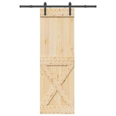 shumee vidaXL Drsna vrata s kompletom vodil 70x210 cm trdna borovina