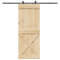 shumee vidaXL Drsna vrata s kompletom vodil 90x210 cm trdna borovina