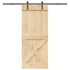 shumee vidaXL Drsna vrata s kompletom vodil 90x210 cm trdna borovina