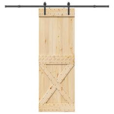 shumee vidaXL Drsna vrata s kompletom vodil 80x210 cm trdna borovina