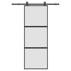 shumee vidaXL Drsna vrata z opremo 76x205 cm kaljeno steklo in aluminij
