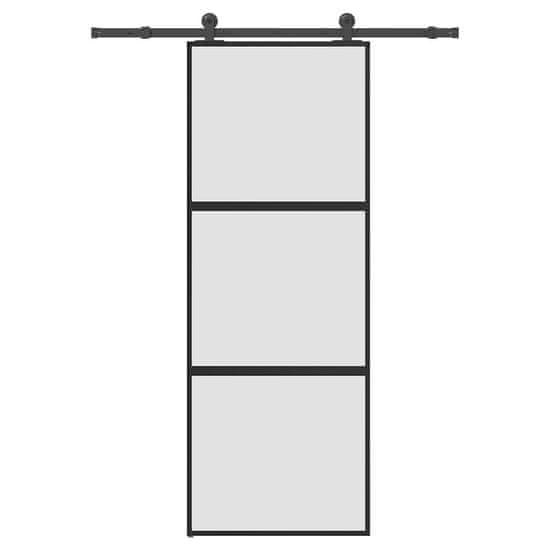 shumee vidaXL Drsna vrata z opremo 76x205 cm kaljeno steklo in aluminij