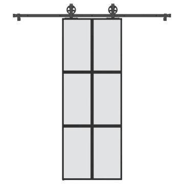 shumee vidaXL Drsna vrata z opremo 76x205 cm kaljeno steklo in aluminij