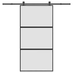 shumee vidaXL Drsna vrata z opremo 102,5x205 cm kaljeno steklo in aluminij