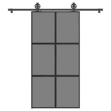 shumee vidaXL Drsna vrata z opremo 102,5x205 cm kaljeno steklo in aluminij