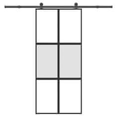shumee vidaXL Drsna vrata z opremo 90x205 cm kaljeno steklo in aluminij