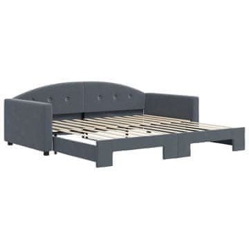 Vidaxl Izvlečna dnevna postelja temno siva 100x200 cm žamet