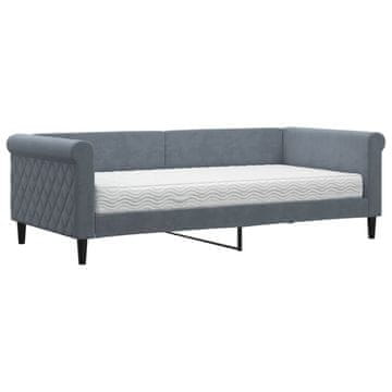Vidaxl Dnevna postelja z vzmetnico temno siva 90x190 cm žamet