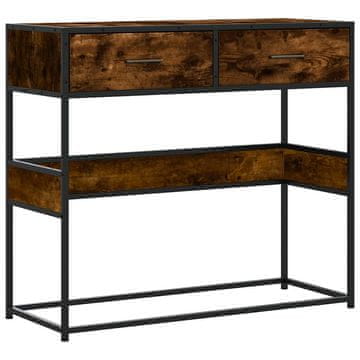 Vidaxl Konzolna mizica dimljen hrast 90x35x80 cm inženirski les