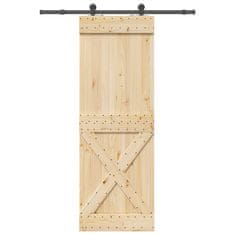 shumee vidaXL Drsna vrata s kompletom vodil 80x210 cm trdna borovina
