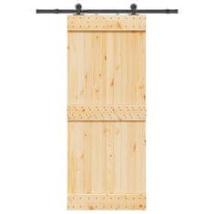 shumee vidaXL Drsna vrata s kompletom vodil 85x210 cm trdna borovina