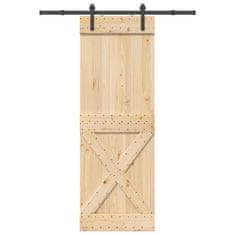 shumee vidaXL Drsna vrata s kompletom vodil 80x210 cm trdna borovina