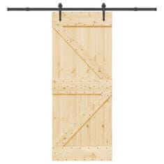 shumee vidaXL Drsna vrata s kompletom vodil 85x210 cm trdna borovina