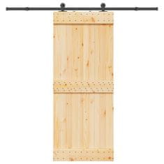 shumee vidaXL Drsna vrata s kompletom vodil 85x210 cm trdna borovina