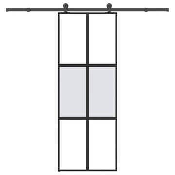 Vidaxl Drsna vrata z opremo 76x205 cm kaljeno steklo in aluminij