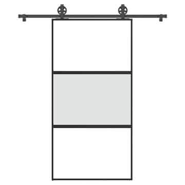 shumee vidaXL Drsna vrata z opremo 102,5x205 cm kaljeno steklo in aluminij