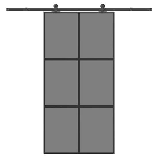 shumee vidaXL Drsna vrata z opremo 102,5x205 cm kaljeno steklo in aluminij