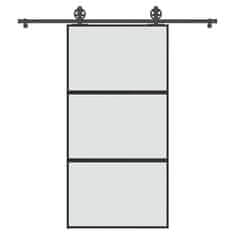 shumee vidaXL Drsna vrata z opremo 102,5x205 cm kaljeno steklo in aluminij
