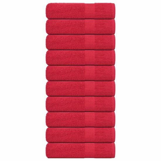 Vidaxl Kopalne brisače 10 kos rdeča 100x150 cm 360 g/m² 100% bombaž
