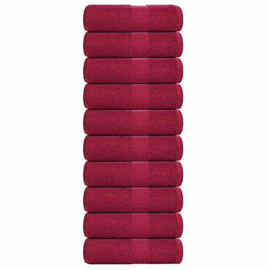 Vidaxl Brisače 10 kos bordo 30x30 cm 360 g/m² 100% bombaž