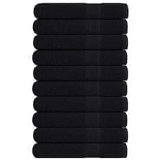 Vidaxl Brisače 10 kos črna 100x200 cm 360 g/m² 100% bombaž