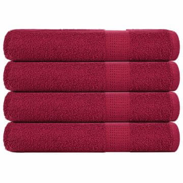 Vidaxl Brisače za savno 4 kos bordo 80x200 cm 360 g/m² 100% bombaž