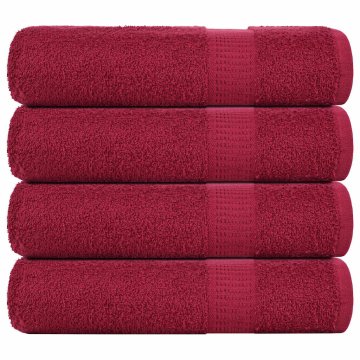 shumee vidaXL Brisače za tuširanje 4 kos bordo 70x140 cm 360 g/m² 100% bombaž
