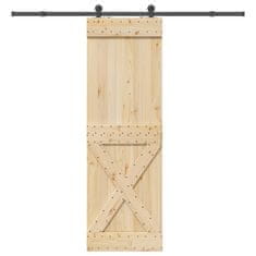 shumee vidaXL Drsna vrata s kompletom vodil 70x210 cm trdna borovina