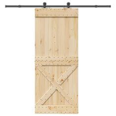 shumee vidaXL Drsna vrata s kompletom vodil 95x210 cm trdna borovina