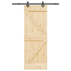 shumee vidaXL Drsna vrata s kompletom vodil 70x210 cm trdna borovina