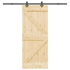 shumee vidaXL Drsna vrata s kompletom vodil 85x210 cm trdna borovina