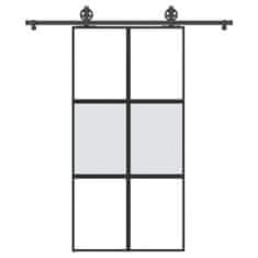 shumee vidaXL Drsna vrata z opremo 102,5x205 cm kaljeno steklo in aluminij