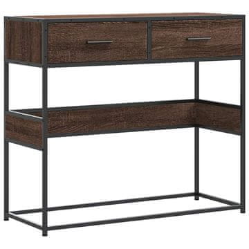 Vidaxl Konzolna mizica rjav hrast 90x35x80 cm inženirski les