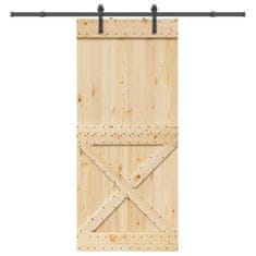 shumee vidaXL Drsna vrata s kompletom vodil 100x210 cm trdna borovina
