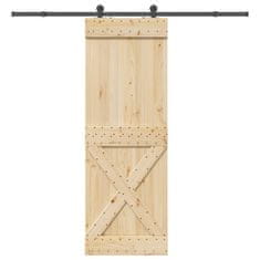 shumee vidaXL Drsna vrata s kompletom vodil 80x210 cm trdna borovina
