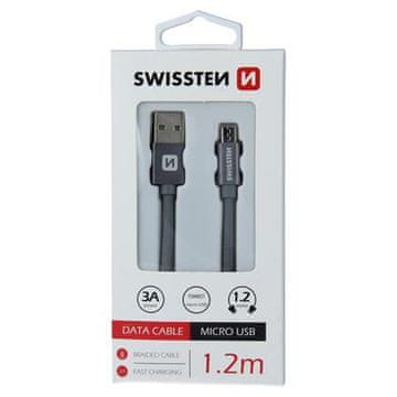 SWISSTEN USB/microUSB 1,2 m, siva