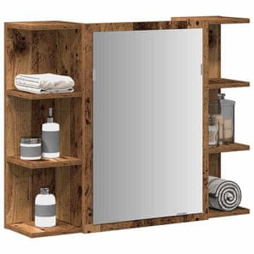 Vidaxl vidaXL Kopalniška omarica z ogledalom, starinski les, 80x20,5x64 cm